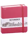 Скетчбук 12*12 80л "Sketchmarker" фуксия, нелинованн. 140г/м2, слоновая кость, тв.обл.