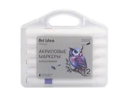 Маркеры акриловые, 12 цветов, пулевидный наконечник, Art idea