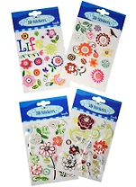 3D-стикер цветы, на карточке с подвесом, 6 видов (11-21984-B1)