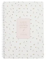 Тетрадь А4 96л кл. "April", белый, карт.обл., спираль, ламинация, микротекстурирование, тиснение золотой фольгой