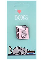 Значок I love books Книга Book Worm (металл)
