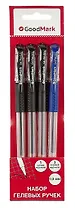 Ручки гелевые GoodMark, черные 3 штуки, синяя 1 штука