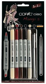Набор маркеров Copic Ciao "Манга 5", 5 цветов + мультилинер 0.3 мм 