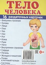 Демонстрационные картинки СУПЕР Тело человека.16 раздаточных карточек с текстом (63х87 мм)
