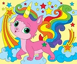 Холст с красками 25х30см по номерам. Котёнок-единорог (Арт. Х-2570)