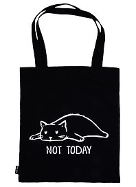 Сумка-шоппер Not today (кот) черная, текстиль 40см.*32см.