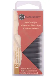 Картриджи сепия 12шт "Fountain Pen", 38мл, блистер, Manuscript 