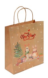 Пакет А5 25,5*21*10 "Happy New year" НГ, крафт