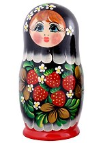 Матрешка 5 в 1 большая (Ягодки, Эскиз 11, Клубничка на черном)