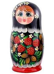 Матрешка 5 в 1 большая (Ягодки, Эскиз 11, Клубничка на черном)