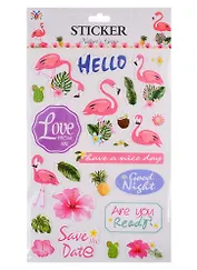 Стикеры бумажные  Фламинго