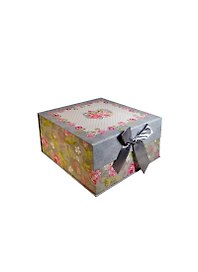 Коробка подарочная "Серое ретро" 15,3*15,3*7см, картон, декор бантик, Вейксинг