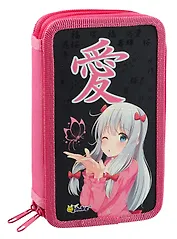 Пенал 2 отделения "Аниме с бабочкой" 19*11, молния