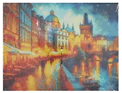 Алмазная мозаика. Классическая, с подрамником, с полным заполнением. Вечерняя Прага 30х40, 30 цветов