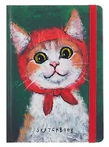 Скетчбук А5 80л "КОТИК" 100г/м2, тв.обложка, выб.лак, резинка, мат.ламинация