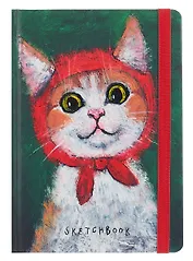 Скетчбук А5 80л "КОТИК" 100г/м2, тв.обложка, выб.лак, резинка, мат.ламинация