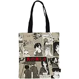 Сумка-шоппер Аниме страничка Манги серая, текстиль, 40см.*32см.