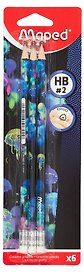 Карандаши чернографитные с ластиком «Deepsea Paradise», Maped, HB, 6 штук