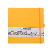 Скетчбук 20*20 80л "Sketchmarker"  оранжевый неон, 140г/м2, слоновая кость, тв.обл.