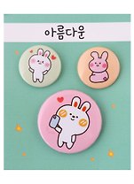 Набор значков Kawaii Кролики (металл) (2 шт 25мм, 1 шт 38мм)