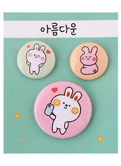 Набор значков Kawaii Кролики (металл) (2 шт 25мм, 1 шт 38мм)