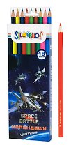 Карандаши цветные 18цв "SPACE BATTLE" к/к, с подвесом, Silwerhof