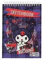 Скетчбук А5 60л "Куроми фиолетовая клетка" гребень, блок 120г/м2