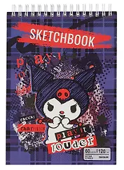 Скетчбук А5 60л "Куроми фиолетовая клетка" гребень, блок 120г/м2