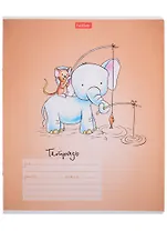 Тетрадь в клетку Hatber, "Слоник и мышонок", 12 листов, в ассортименте