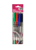 Ручки шариковые 04цв "iOffice" (зеленая, красная, синяя, черная) 0.7мм, европодвес, iOffice