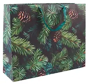 Пакет А3+ 50*40*15 "Еловые ветки" Новый год, бум.ламинат