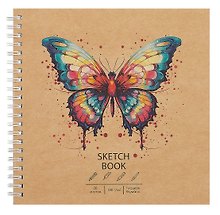 Скетчбук 190*190 30л "DRAFT and CRAFT. Butterfly", 180г/м2, обложка крафт картон, евроспираль