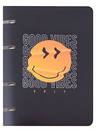 Тетрадь на кольцах «Good Vibes» 100 листов в клетку, А5, сменный блок - Listoff