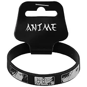 Браслет Аниме Девушка с картами (черный) (силикон) (20,2 см)