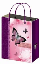 Пакет подарочный бумажный А4 26,4*32,7 ламинат, 3D, блестки, жен.тематика, ассорти L, МегаМАГ