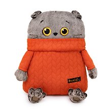 Мягкая игрушка Кот-подушка в свитере (с косами) (Kp34-251)
