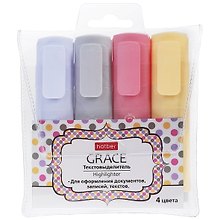 Текстовыделители «Grace» 4 цвета, Hatber