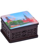 ГС Шкатулка малая резная с заливкой смола Москва вид 1 (хдф) (95x65x52 мм)