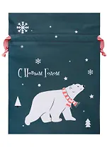 Мешок 40*30см подарочный "Белый мишка" Новый год