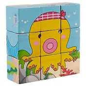 Кубики Подводный мир 9 шт на блистере (дерево)