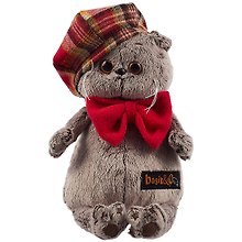 Игрушка мягкая Budi Basa, Басик в красном клетчатом берете с бантом из флиса (19 см) (Ks19-132)
