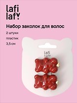 Набор заколок Мишки красные (2шт) (пластик) (3,5см) (12-Ava-5) (Lafilaf)