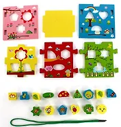 Игра, Mapacha, Кубик Радужный (конструктор, сортер, шнуровка)