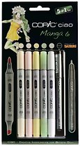 Набор маркеров Copic Ciao "Манга 6", 5 цветов + мультилинер 0.3 мм