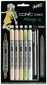 Набор маркеров Copic Ciao "Манга 6", 5 цветов + мультилинер 0.3 мм
