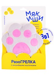 Игрушка ТМ Мякиши Игрушка 3В1 с вишнёвыми косточками Лапа, серо-розовая 103976