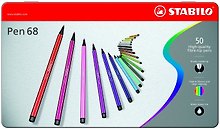 Фломастеры профессиональные "Pen 68", 50 цв., STABILO