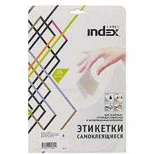 Этикетки самоклеящиеся на листах А4, 25 листов, 105х74 мм, белые, Index