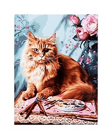 Картина-раскраска по номерам «Кот-художник», 30 х 40 см, холст на подрамнике, Lori