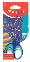 Ножницы 130мм детские "PIXEL PARTY" декорир.лезвия, нерж.сталь, закругл.концы, прорезин.кольца ручек, симметричные, карт.подвес, Maped
